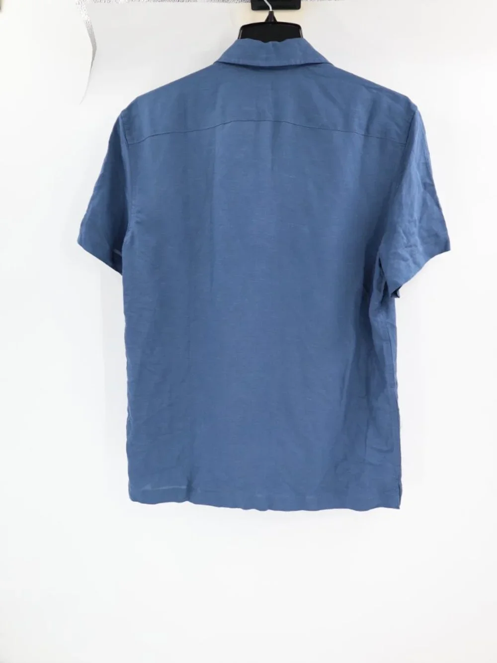 NWT J Crew camp Shirt Men's XS Viscose Linen Blend Short Sleeve Button Up Blue